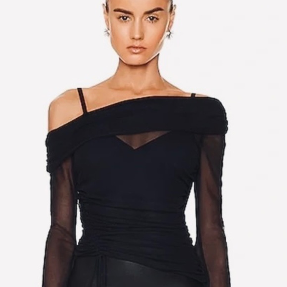 Jonathan Simkhai Nia Long-Sleeve Mesh Top XL - Picture 1 of 9